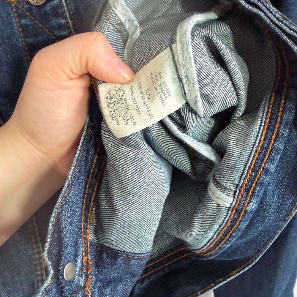 Stetson Dark Wash Denim Trucker Jacket Slight Distressing Womens XL Cowgirl - Picture 6 of 7
